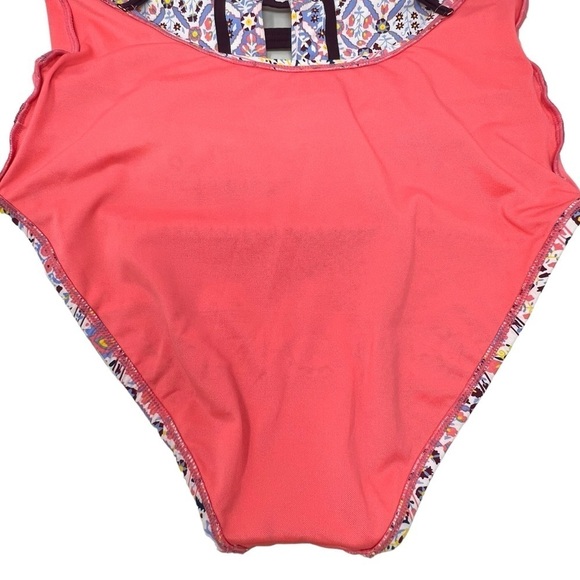 BLEU ROD BEATTIE Positano High Neck One Piece Swimsuit Size 10 Multicolor Print - Picture 8 of 11